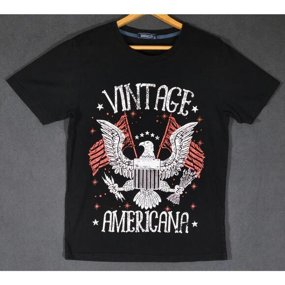 Vintage Americana Graphic Tee Black Eagle Flag USA Shirt Size M #2 - Picture 1 of 5